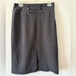 Black Pinstripe Pencil Skirt